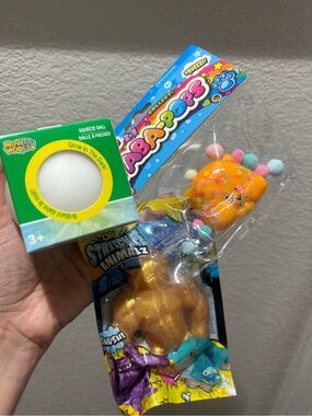 Bundle of 3 squishes. Taba ORB Monkey & Glow in the dark Squeeze Ball. NEW